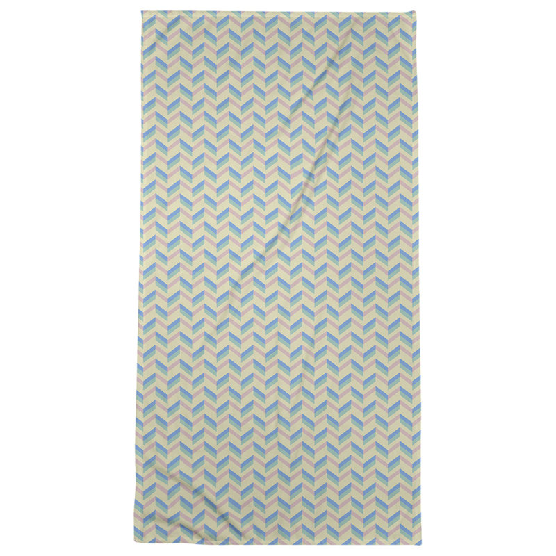 Serviette de plage à chevrons, Jaune et pastel