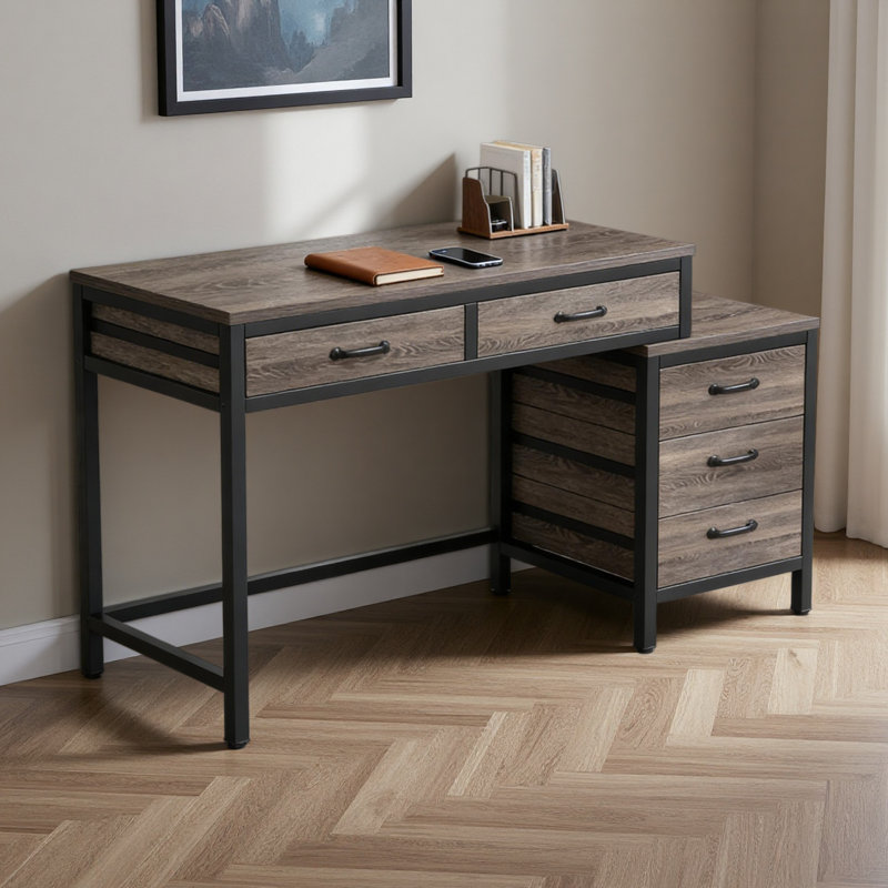 Bureau de style industriel, bureau d'ordinateur, table d'écriture, Gris