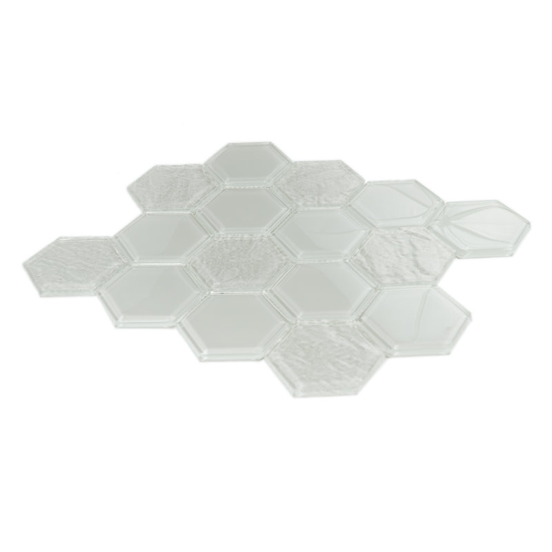 Carreau de mosaïque hexagonal gris verre 3 "x 3" Touch