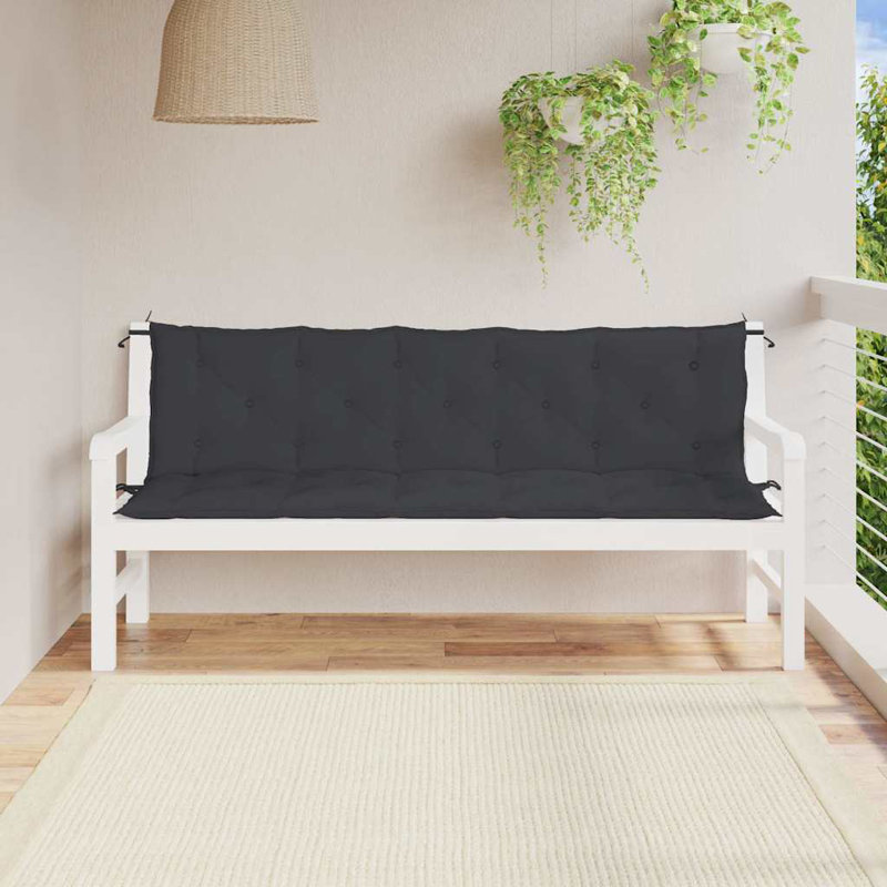 Ensemble de coussins de banc de jardin 2 coussins de terrasse 100% polyester Oxford, 19.7" H x 70.9" W x 2.8" D, Tissu - Noir