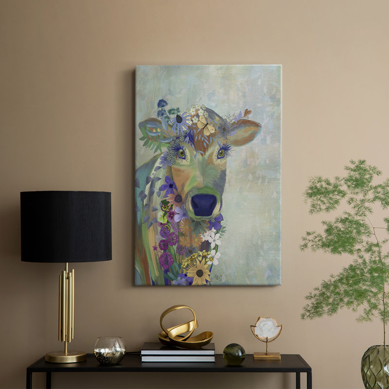 Fantastic Florals Cow - galerie sur mesure tendue Cavas