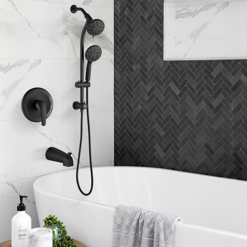 Tool-Free Shower Combo 7-Spray 1.8GPM, Matte Black