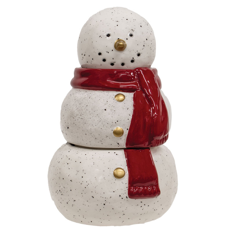 3/Set, Stacking Ceramic Snowman Winter Pine Candle