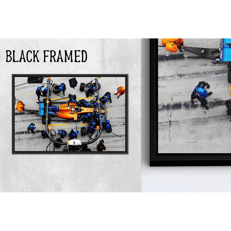 Élégante œuvre d'art sur toile imprimée avec une voiture de course, 1P BlackFramedCanves, H : 47,3 x L : 67 pouces