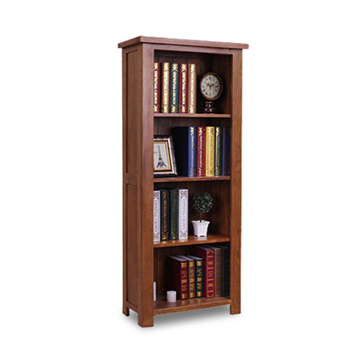 Traditional Solid Oak Wood Open Shelf Bookcase with Adjustable Storage Space