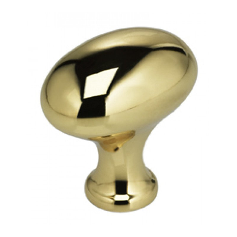 Poignée ovale classique et moderne, Laiton brillant, H 1,375 po x l 1,375 po x P 1,5 po