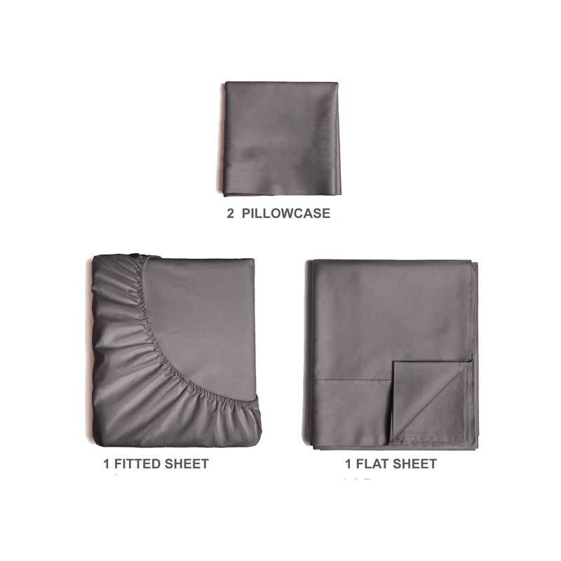  Premium Luxury 4 Piece Rayon from Bamboo Sheet Set, Twin XL Sheet Set with 2 Pillowcases, Dark Gray
