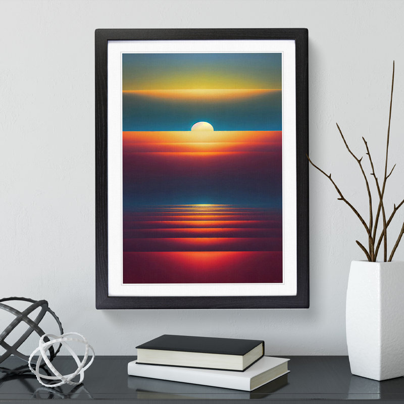 XV1022-5048X Vivid Abstract Sunset - Print, White, 66cm H x 48cm W, Black Framed