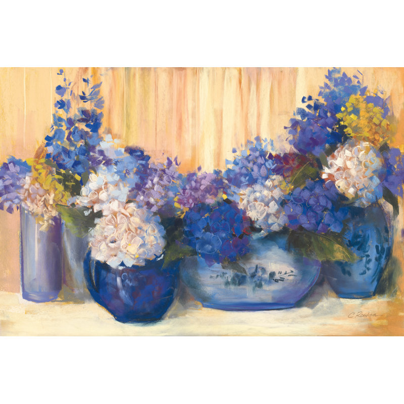 «Country Hydrangea» par Carol Rowan, reproduction d'art sur toile tendue, H 32 po x l 48 po
