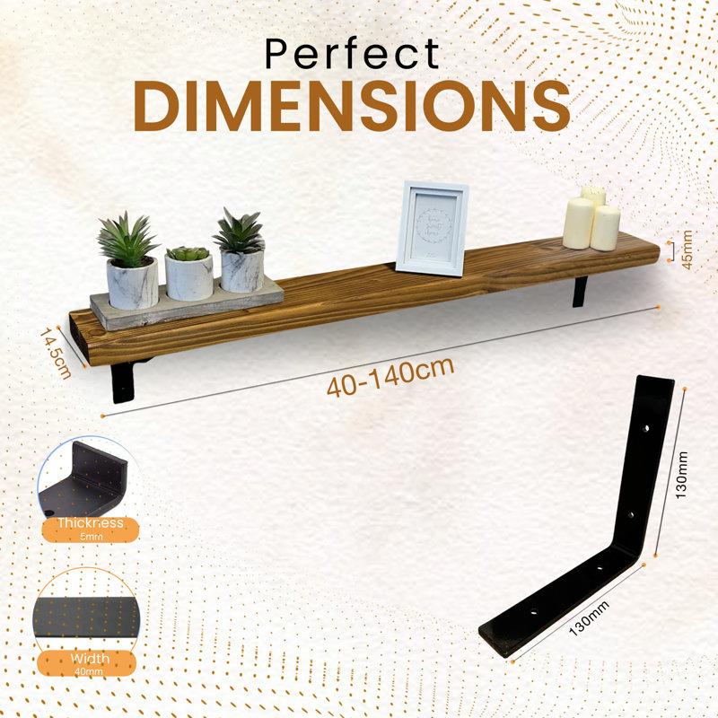 Ryesha Wood Radiator Shelf, Tudor Oak, 4.5cm H x 60cm W x 14.5cm D