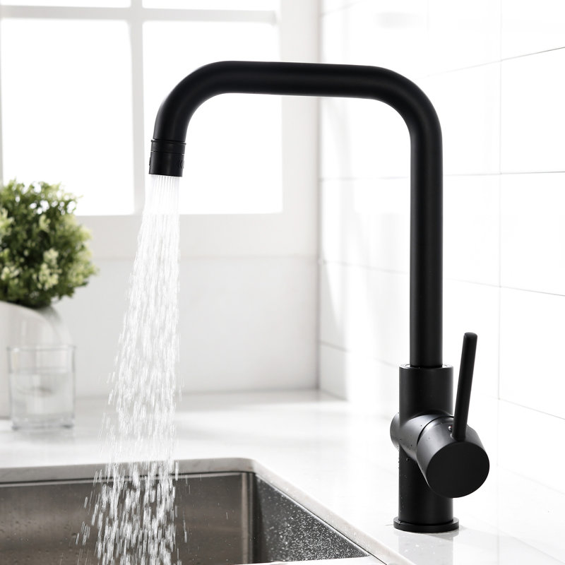 Robinet de lavabo de cuisine en laiton à poignée simple 1 trou noir