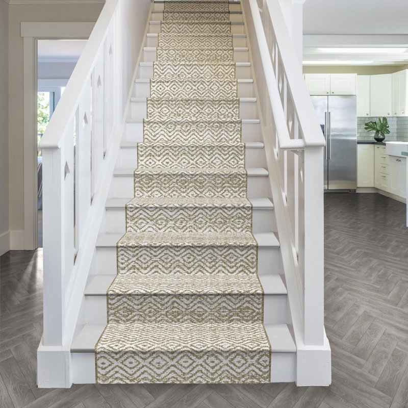 Stair Runner Geometric Flatweave Area Rug, Runner 60 x 630 cm