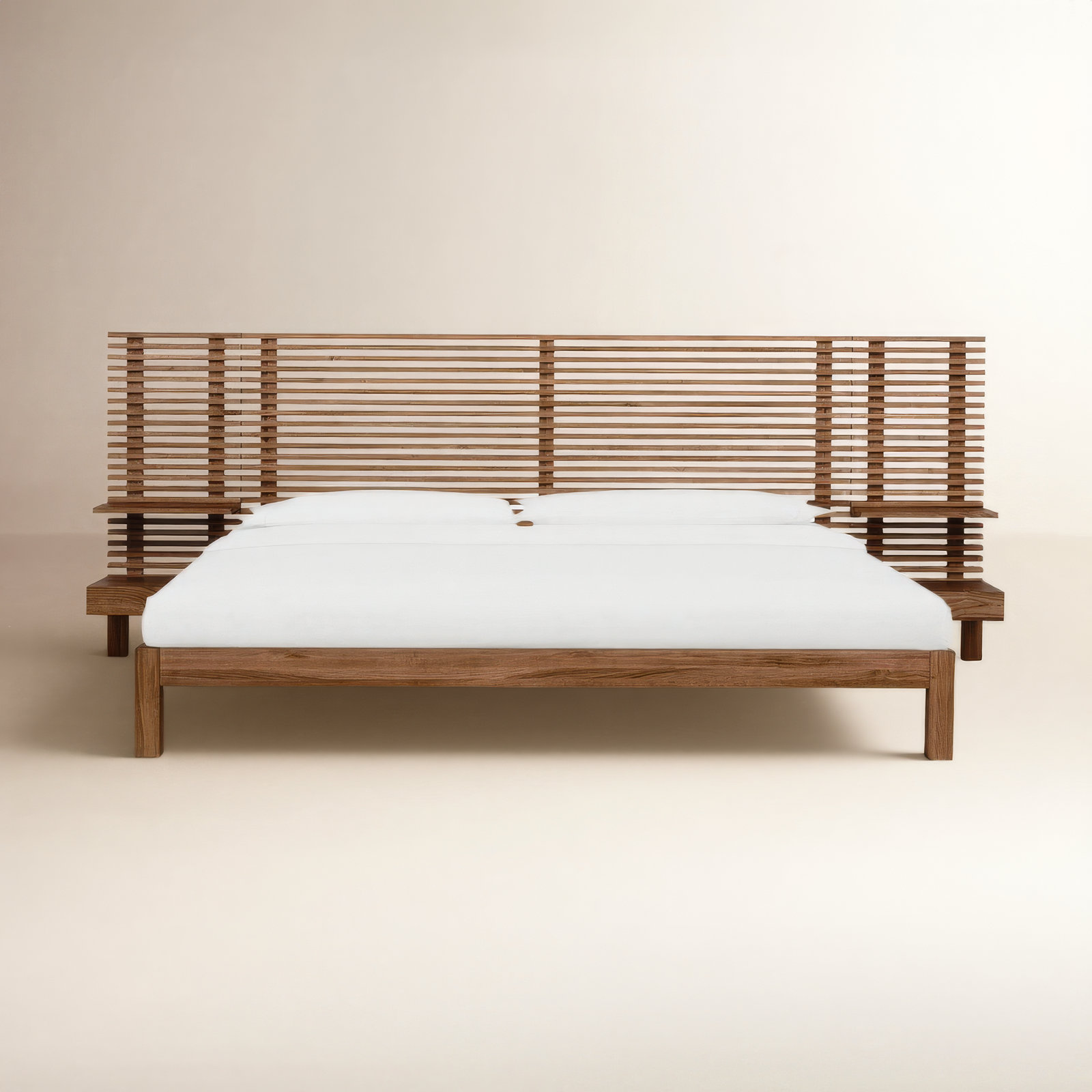 Finnian Solid Wood Panel Storage Bed, King, Walnut