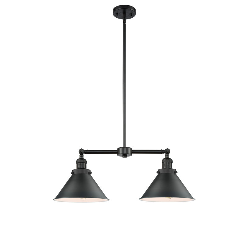 Luminaire suspendu pour îlot de cuisine 2 lumières Paylor, Ampoule DEL 6 watts rétro, Noir mat, Noir mat