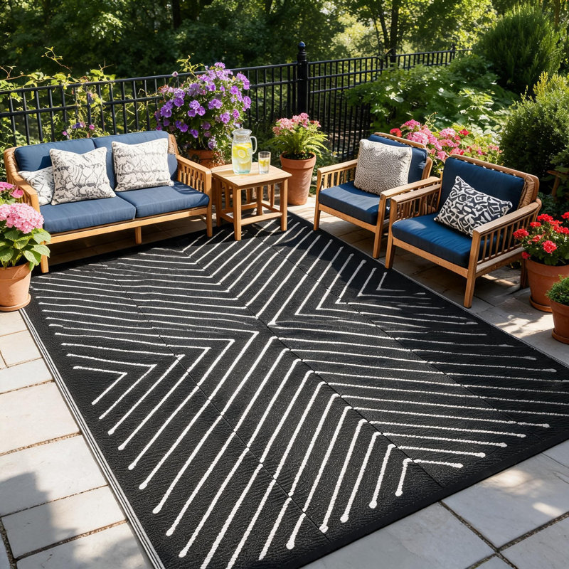 Patio Rugs Outdoor Waterproof Reversible Portable Plastic Straw Camping Rugs Plastic Straw Rug for RV Camping Picnic Beach Balcony