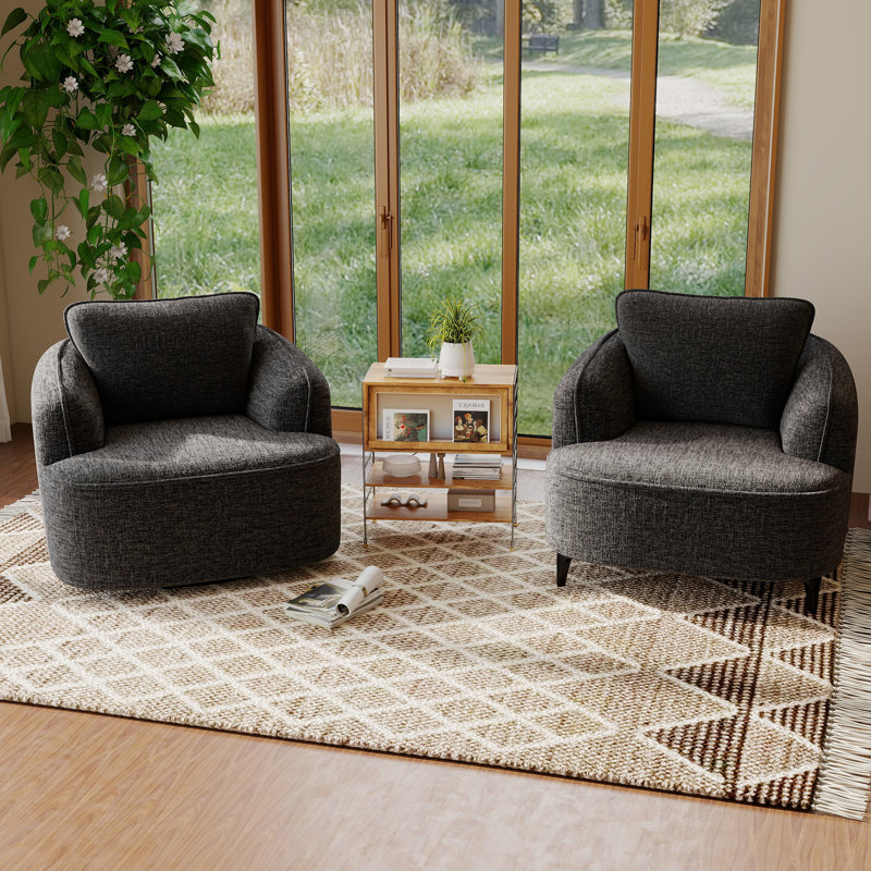 Ensemble de chaises d'appoint pivotantes et fixes 35 po - 2 chaises longues en mousse à mémoire de forme compressée pour le salon et la chambre à coucher