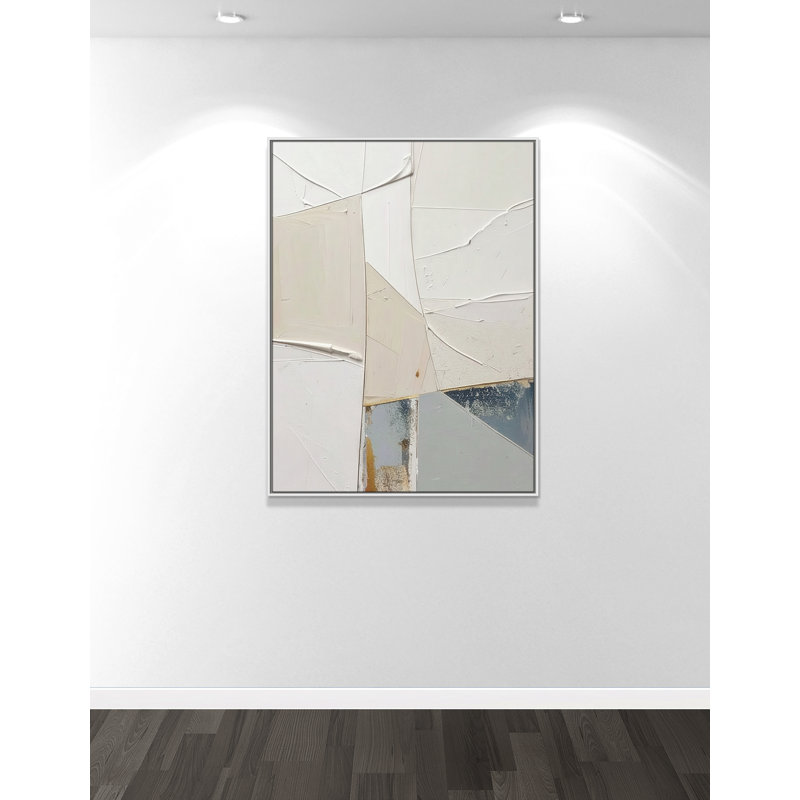 «Plastering II» par Alonza Saunders, Toile avec cadre, 37.5'' W x 49.5'' H, Flotteur blanc