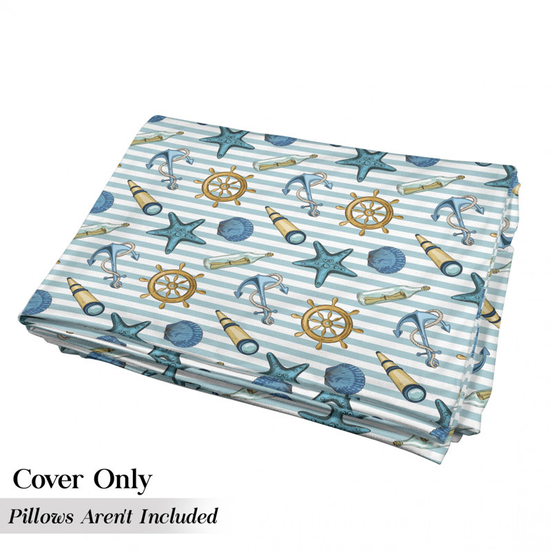 Housse de coussin d'extérieur Marine Sea with Anchor Wheel, H 2 po x l 36 po x P 88 po