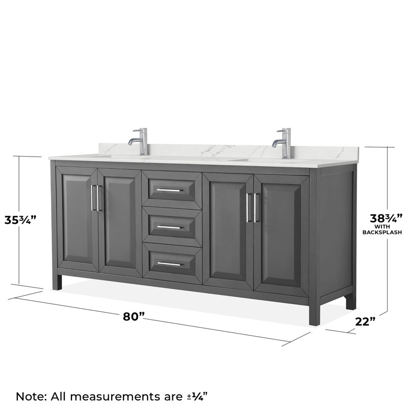 Daria 80'' W Vanity, Polished Chrome, Gray, Giotto Quartz