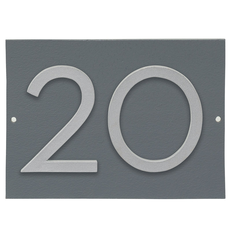 Plaque d’adresse murale sur 1 ligne flottante, Gris, Argent, Oui