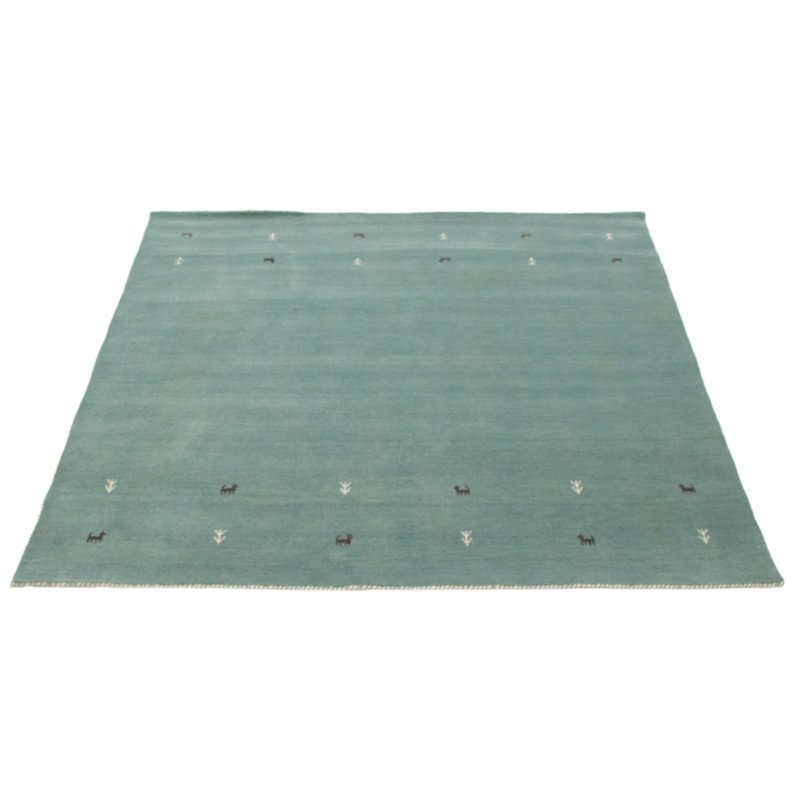 Tapis bleu Kashkuli Gabbeh 6 pi 7 po x 6 pi 7 po