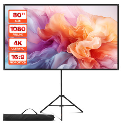 Écran de projecteur trépied avec support 80 pouces 160 ° grand angle 4K HD 16: 9