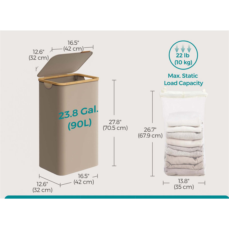 Bhargava Laundry Hamper with Handles, 70 x 42 x 32, Brown