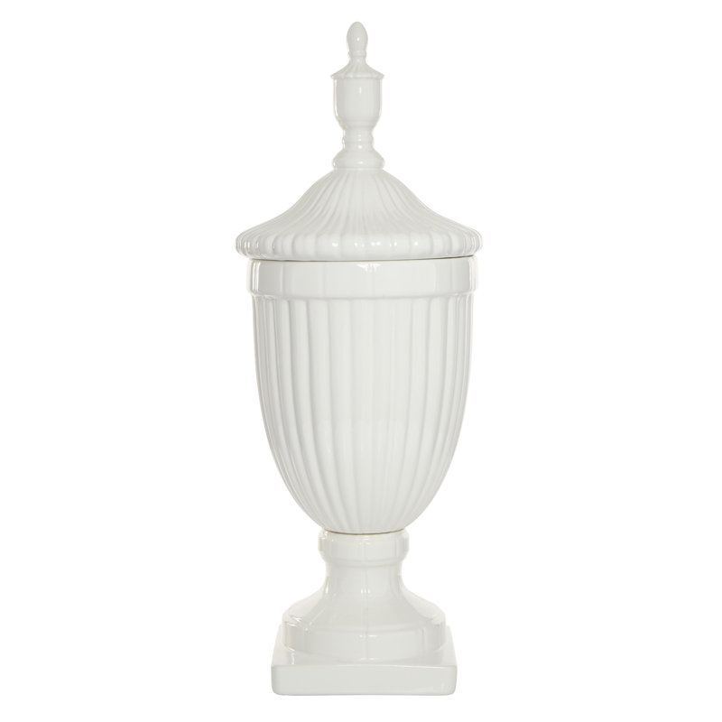 Alpharetta ceramic jars with lid, Blanc, H 26 po x l 10 po x P 10 po