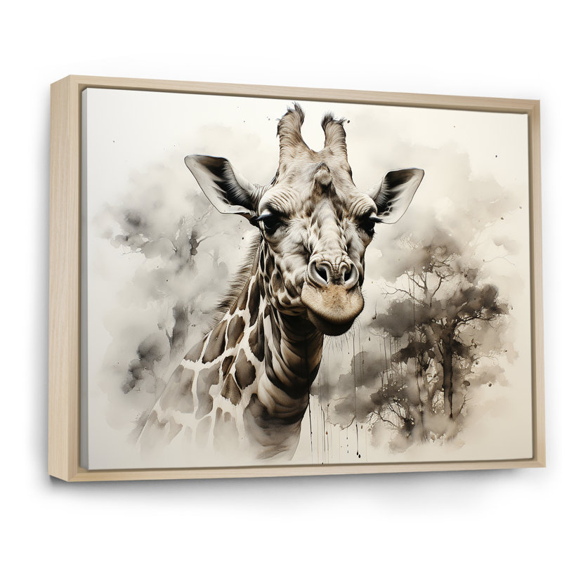 Girafe beige classique élégance I, H 30 po x l 40 po x P 1,5 po, Cadre naturel flottant
