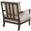 Fauteuil beige avec pattes avant sphériques - Hauteur 96,5 cm x Largeur 86,4 cm - Revêtement en tissu - Lignes géométriques