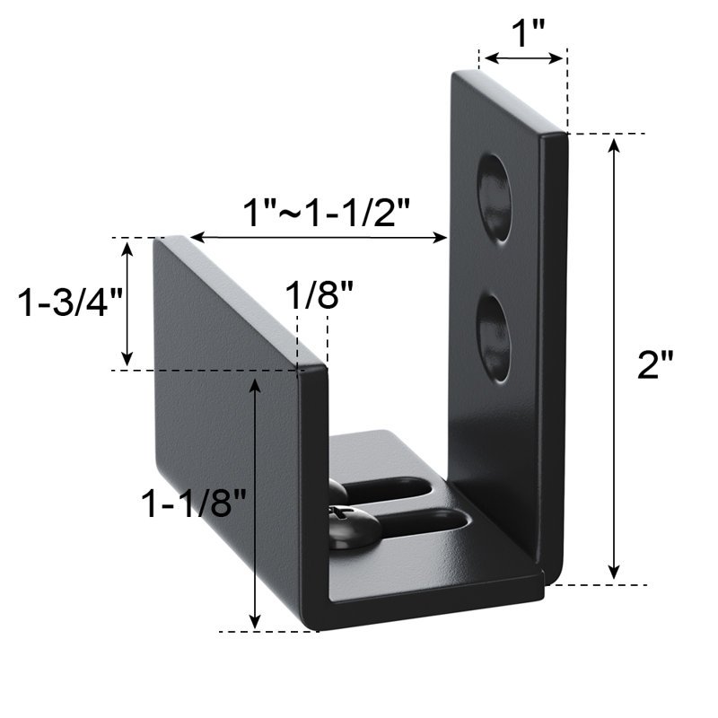 Adjustable U Shape Floor Guide Wall Mounted Sturdy Black Sliding Barn Door Hardware