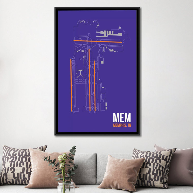 "Memphis", impression sur toile, H 26 po x l 18 po x P 1,5 po, Toile avec cadre noir, Pas de tapis