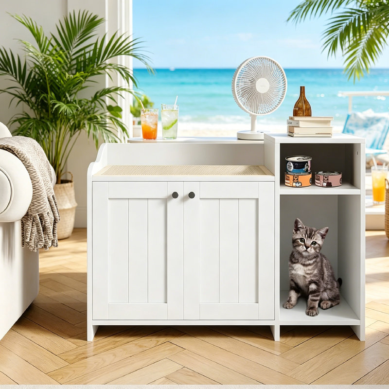 MDF Litter Box Enclosure, White