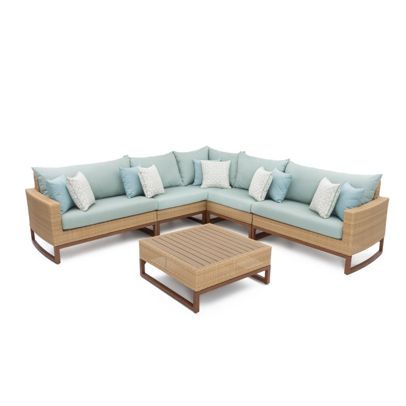 Tullio 7 - Person Patio Conversation Set with Sunbrella® Cushions, Canvas Spa Sunbrella® Canvas