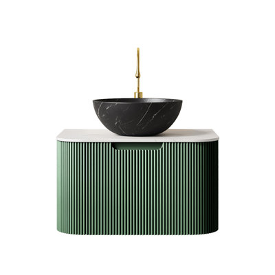 Meuble-lavabo suspendu de 61 cm avec tiroir de rangement et lavabo noir mat