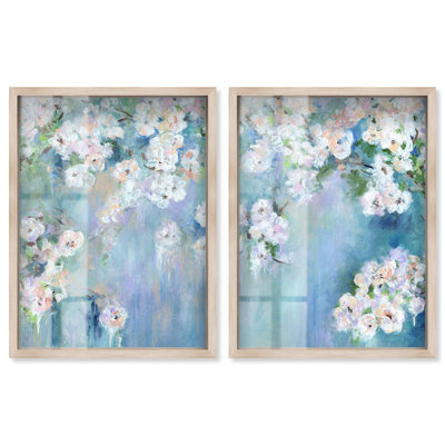 «Beautiful Blossoms Shadowbox Print - Ira Colmeva Hedon Large» par Art Remedy, cadre blond, 33 x 44