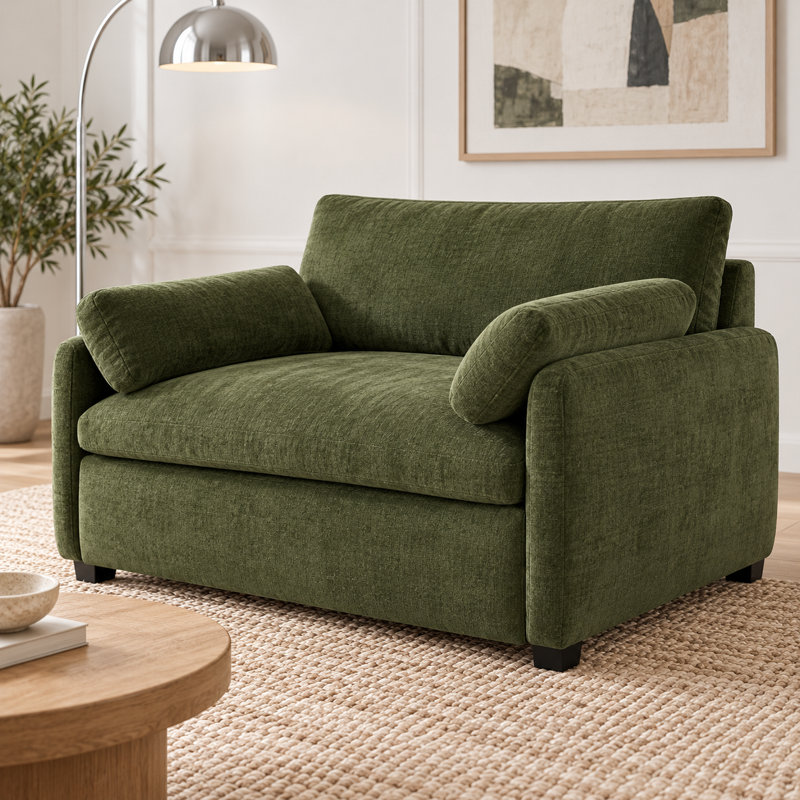 Fauteuil surdimensionné en chenille de 50 po de large Orelvessique avec assise profonde, coussins amovibles et 2 coussins