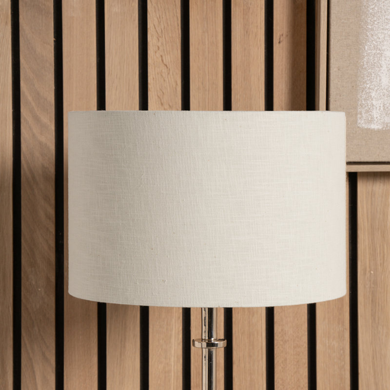 Lino Self Lined Linen Drum Shade, Cream, 23cm H x 35cm W x 35cm D