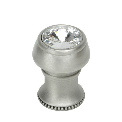 Poignée ronde en cachemire avec pied évasé et cristal Swarovski transparent avec mercure doré