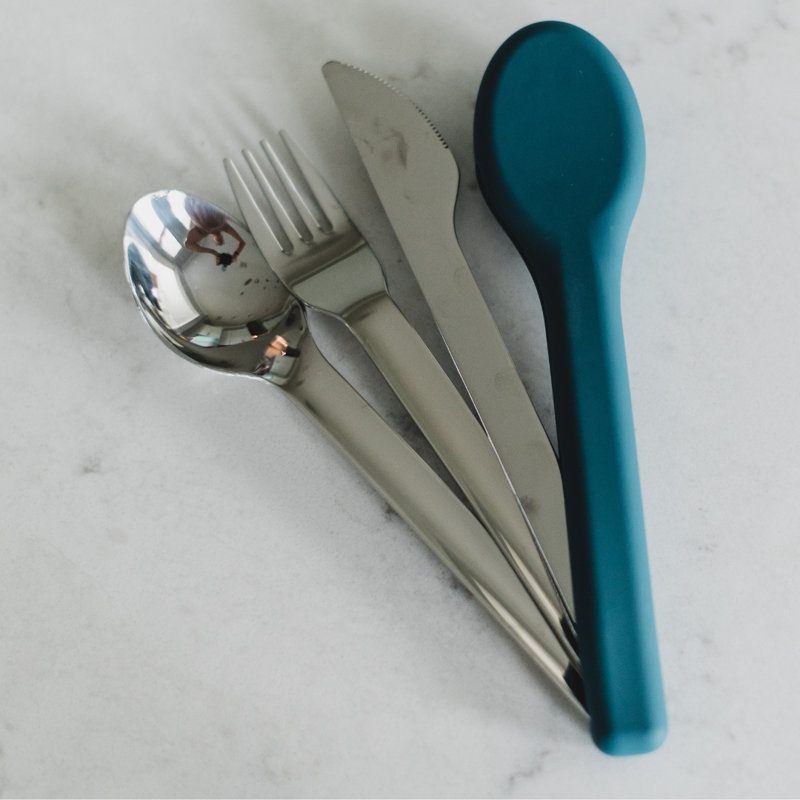 Ensemble de couverts en acier inoxydable Ebern Designs Kelesha, Bleu