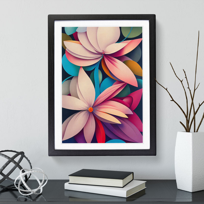 XV1022-4500X The Cosmopolitan Flowers Abstract - Single Picture Frame Print, Black Framed, 64cm H x 46cm W x 2cm D