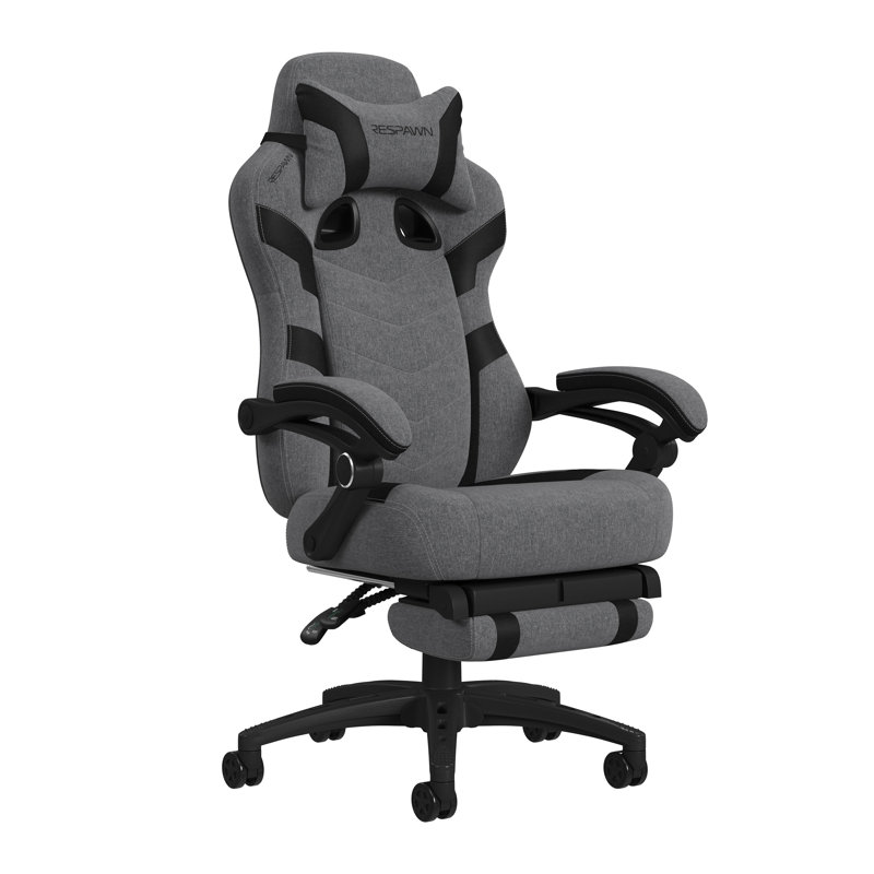RESPAWN 110 Pro Gaming Chair - Gaming Chair with Footrest, Reclining Gaming Chair, Video Gaming Computer Desk Chair, Adjustable Desk Chair, Gaming Chairs For Adults With Headrest Pillow - Grey Fabric