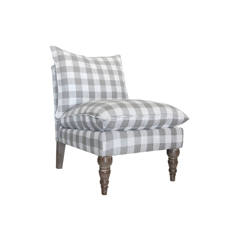 Fauteuil de chambre Autaum, Mélange de coton à carreaux beige