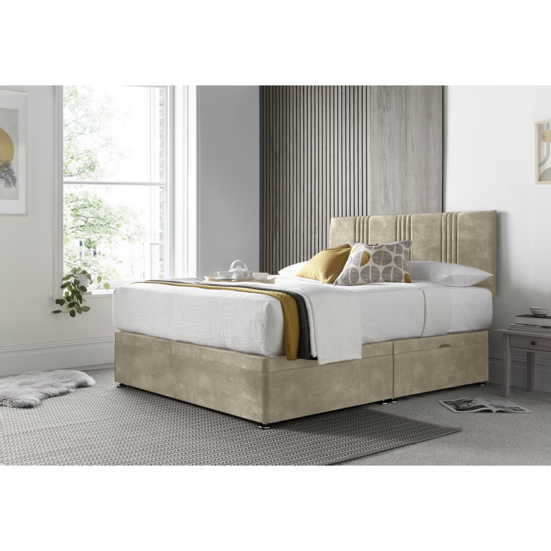 New Empire Conistan Divan Ottoman with Headboard on Struts, Almond, Small Double (4')