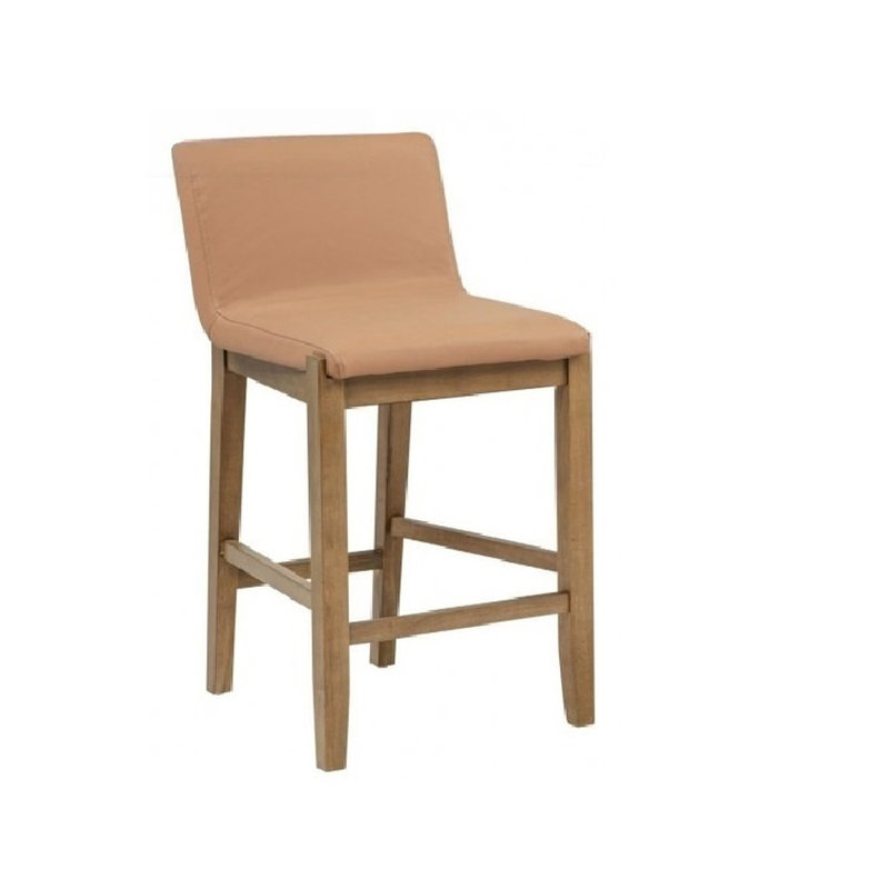 Tabouret de bar brun à hauteur de comptoir en bois massif de 2 chaises contemporaines classiques rondes pour la cuisine, offrant un soutien ferme et des caractéristiques naturelles uniques, assemblage simple requis