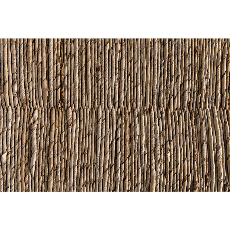Teak and Rush Seagrass 47'' Bench with Storage - Natural