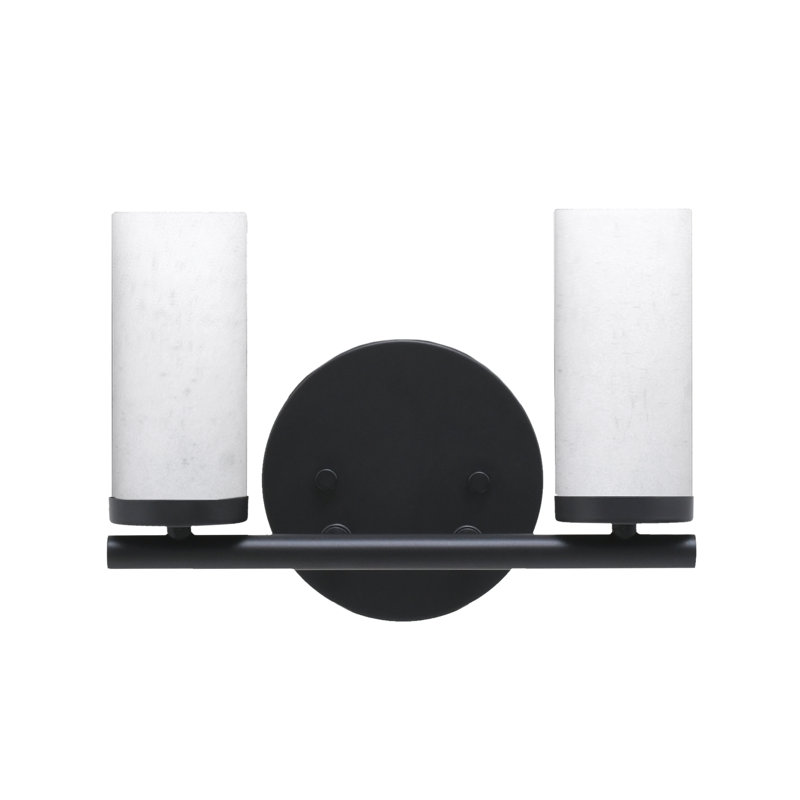 Trinity 2 Light Bath Bar Shown With 2.5" White Muslin Glass, Noir mat, Blanc