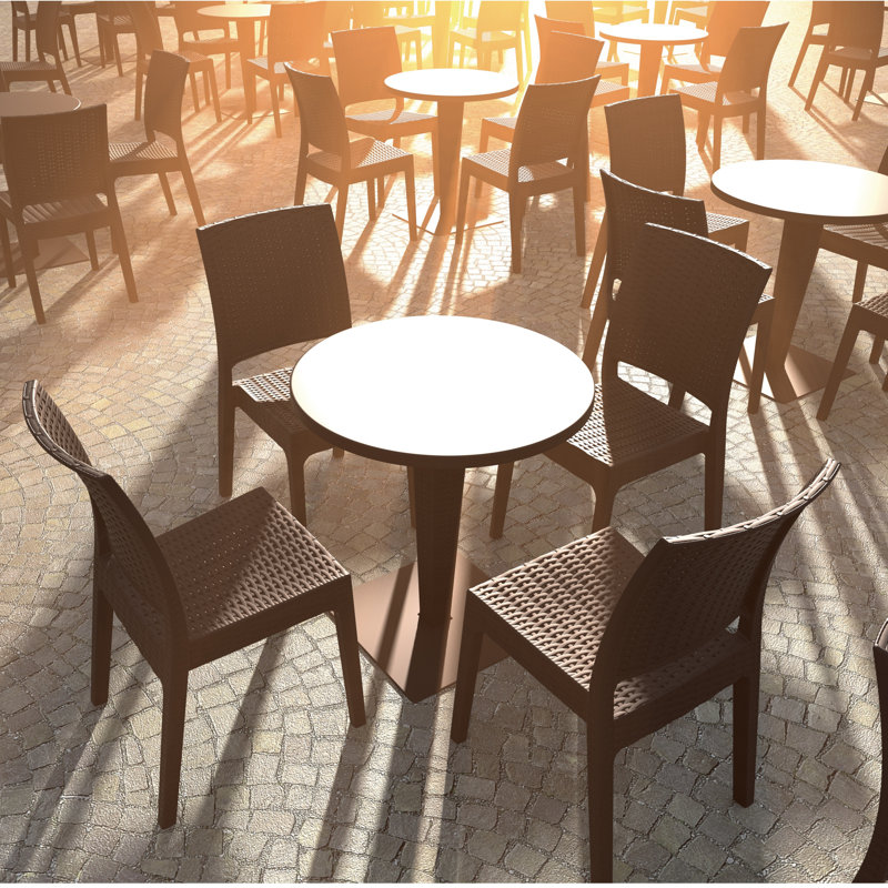 Tomosuke Stacking Patio Dining Side Chair, Brown