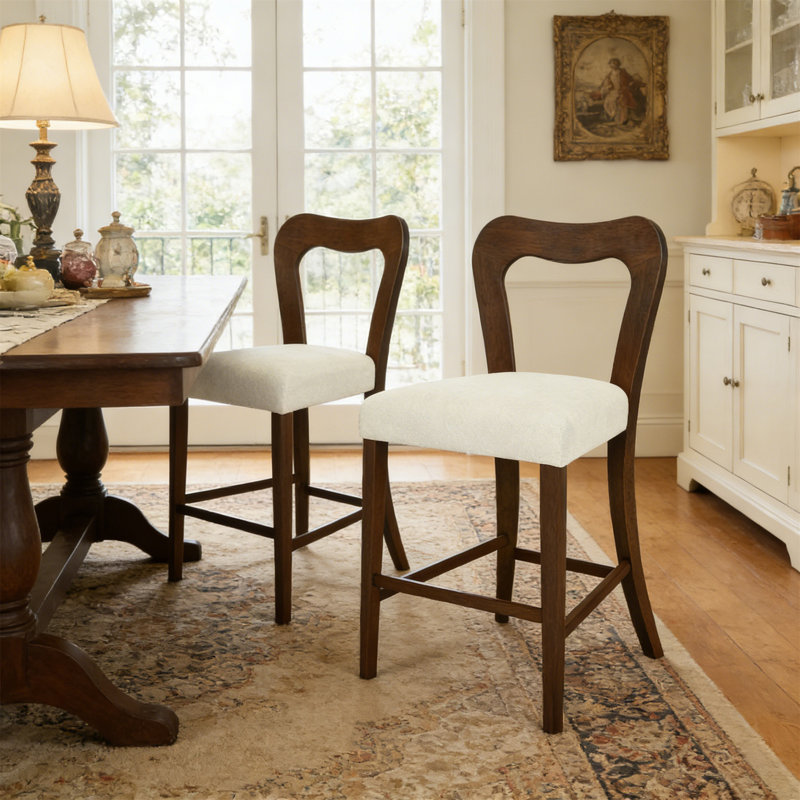 Counter Stool Without Arm Set Of 2, Walnut
