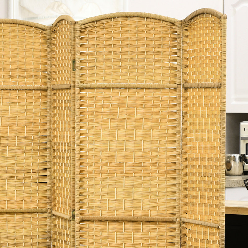 Cloison 6 panneaux en bois naturel tissé à la main pour le bureau à domicile et le salon